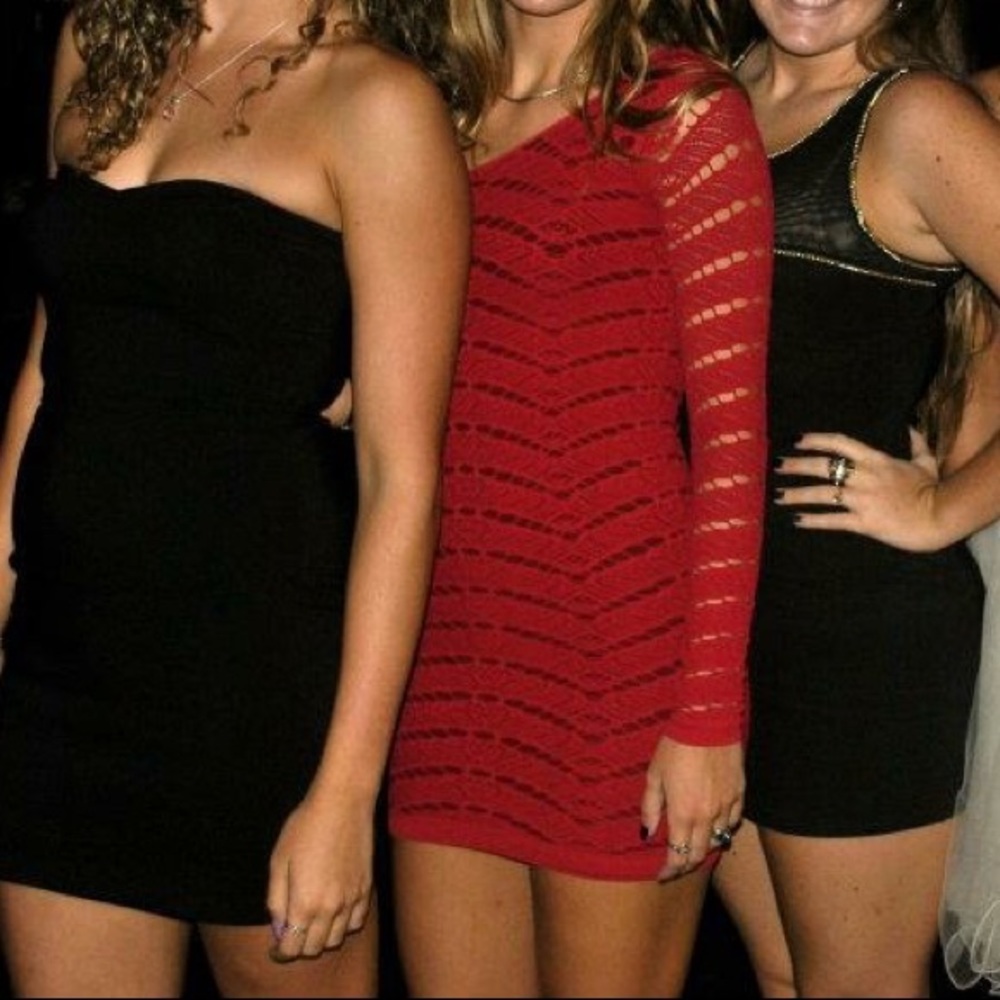 Red Bebe Lace stretchy Body-con Dress